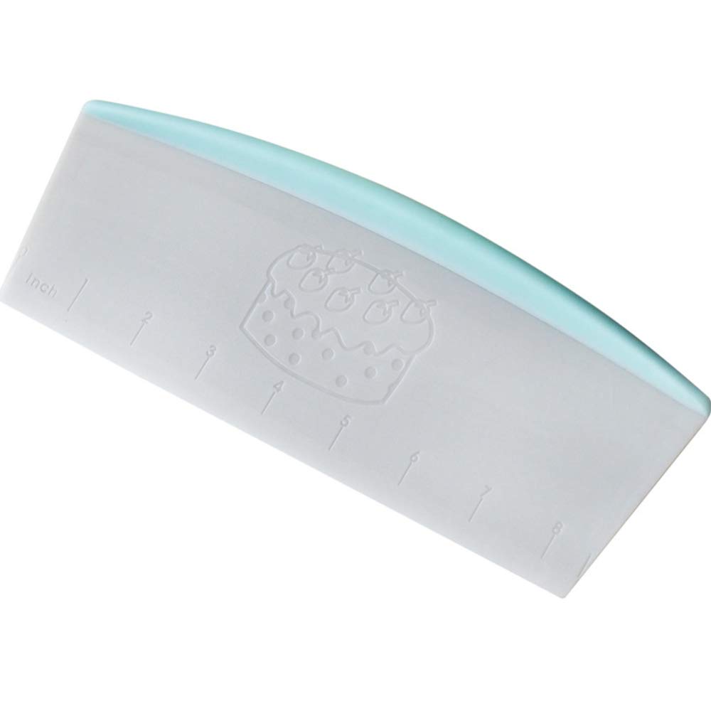 DSstyles Multifunction 9Inches Large Nonslip Handle Dough Scraper Pastry Cutter with Scale Light blue 9 inches