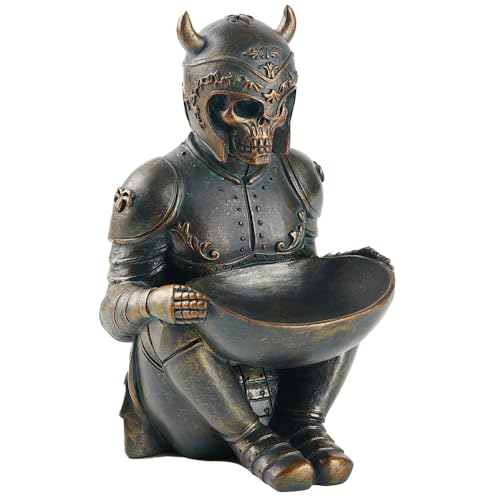 Arola Viking Skull Jewelry Ring Tray Medieval Viking Skeleton Warrior Jewelry Ring Holder Stand Trinket Key Holder Desk Accessories Organizer for Home Office Desk Supplies.