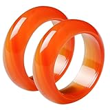 TOYANDONA Anillos de Piedra Natural Ágata y Calcedonia Rojo, Set de 2 Anillos de Boda y Compromiso, Talla 16-18 Mm, Joyería Ligera para Uso Diario y Ocasiones Obsequios