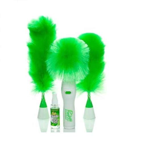 MANKI FASHION Kitchen Tools Creative Hand-Held, Sward Dust Electric Feather Spin Home Duster, Green. Electronic Motorised Cleaning Brush Set