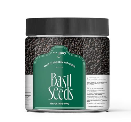 Image of Jivo Raw Basil Seeds for Weight Loss | Sabja Seeds, Tukmaria Seeds | High in Fiber, Omega-3 & Nutrients | Ideal for Smoothies, Drinks, and Baking | 100% Natural, Vegan, Gluten-Free - 800g