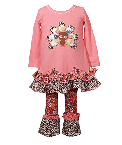 Image of Bonnie Jean Girls Fall Legging Sets Choose Style (Coral, Pink, Brown, 2T)