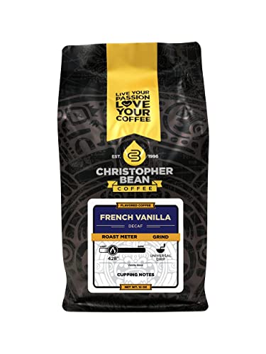 Christopher Bean Coffee - French Vanilla Flavored Coffee, (Decaf Ground) 100% Arabica, No Sugar, No Fats, Made With Non-Gmo Flavorings, 12-Ounce Bag Of Decaf Ground Coffee #TOP12