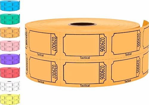 Tacticai 1000 Raffle Tickets, Blank, Orange (1 of 8 Colors), Double Roll for Events, Entry, Class Reward, Fundraiser & Prizes