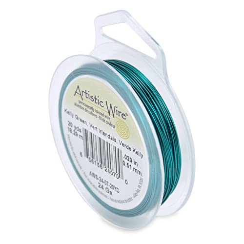 Image of Artistic Wire, 24 Gauge Tarnish Resistant Colored Copper Craft Jewelry Wrapping Wire, Kelly Green, 20 yd