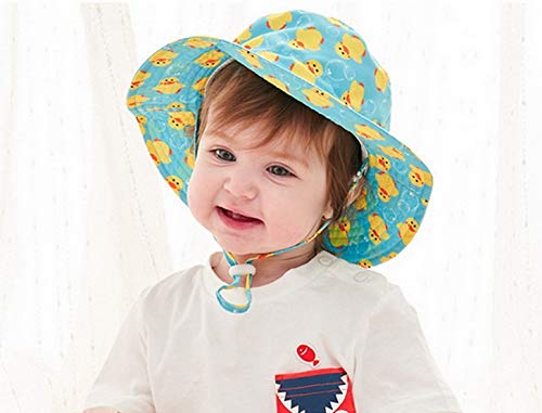 Baby Kids Summer Sun Hat Wide Brim UV Protection Beach Bucket Hat W/Chin Strap2