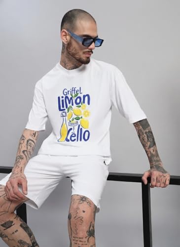 Image of GRIFFEL Limoncello Oversized Premium Cotton Co-Ord Set - White