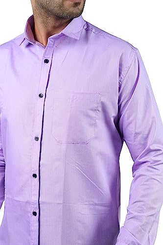 Image of HARPITA Men's Solid Regular Fit Cotton Casual Shirt with Spread Collar & Full Sleeves