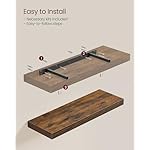 VASAGLE Wall Shelves Set of 5, Floating Shelves, Wall Mounted, 8 x 23.6 x 1.5 Inches, Display Shelves for Picture Frames, Wall Decor, Hanging Shelf for Living Room, Kitchen, Rustic Brown ULWS076B01 - Image 4