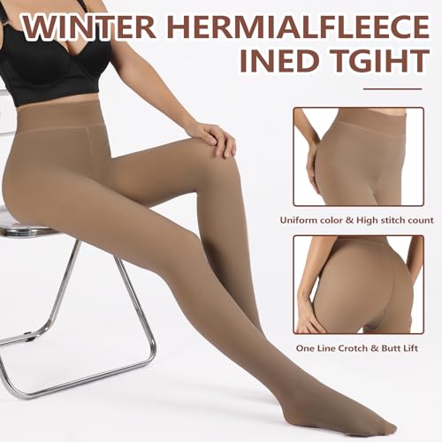 DancMolly Fleece Lined Tights Women Skin Color Warm Thermal Winter High Waist Leggings with Fuzzy Lining3