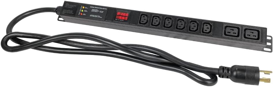 Metered-Surge Protection PDU, 240V, L6-30P, 30A, 7200watts, (6) C13 & (2) C19 Outlets, Crypto Mining PDU, Data Centre PDU, ASIC/RIGS PDU
