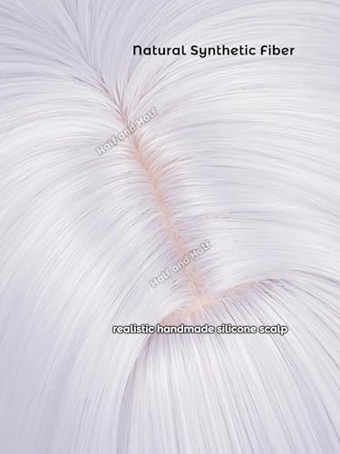 Image of Frieren Cosplay Costume Wig 37.4'' Long Curly Silver White Anime Wigs | Light Gray Wave Wig with Bangs Synthetic Hair for Women Halloween Party Daily