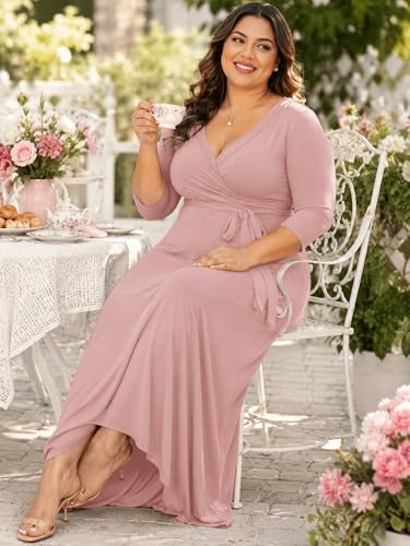 Image of PinkPatty Plus Size Maxi Dress for Women 3 /4 Sleeve Casual Long Dress