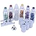 10 ml Roller Balls for Essential Oils - Small Glass Roller Bottles with Decorative Tops & Mini Tumbled Gemstone Chips Inside, 6 pcs