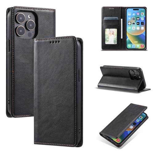 Coque iPhone 15 Pro Max antichoc magnétique avec rabat cuir et porte-cartes