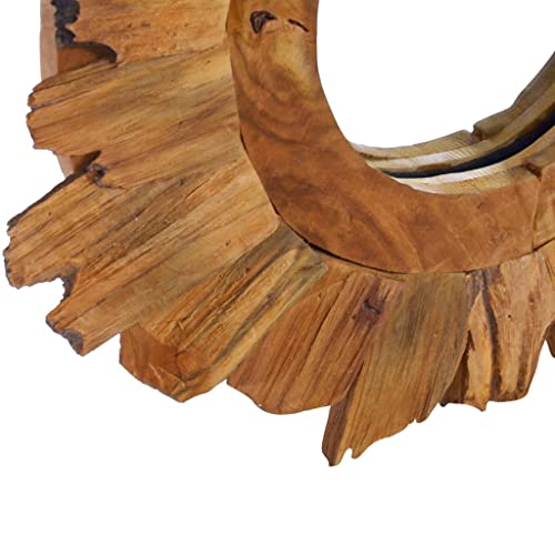 Yuhi-Hqyd Wall Mirror,Art Mirror,Vanity Mirror,Sophisticated Mirror,Antique Mirror,Can Be A Stylish Mirror For Bathroom,Bedroom,Office,Shop,Petal Pattern Frame,With Mounting Hook, 15.7" Teak Round #TOP4