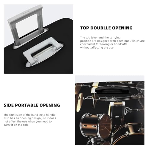 Cool Drum Set Print Luggage Cover Travel Luggage Covers Elastic Washable Suitcase Protector Anti-Scratch Dirt Suitcase Covers Dust-proof Baggage Case Covers Fit 18-32 Inch Luggage3