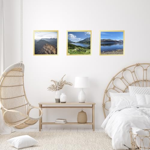 Image of JCJMY 8x8 Picture Frame Gold for Wall Hanging or Tabletop, Wall Mounting Horizontally or Vertically, 8 x 8 Square Wall Gallery Poster Photo Frame with Durable Shatter Resistant Plexiglass, Gold