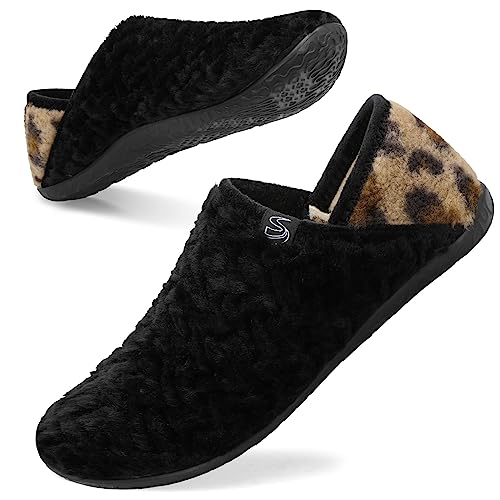 Image of Spesoul Fuzzy House Slippers for Women Men Indoor Closed Back Lightweight Cozy Faux Furry Lining Barefoot House Shoes Slipper Socks for Bedroom Home Office Yoga Outdoor Walking Shoes