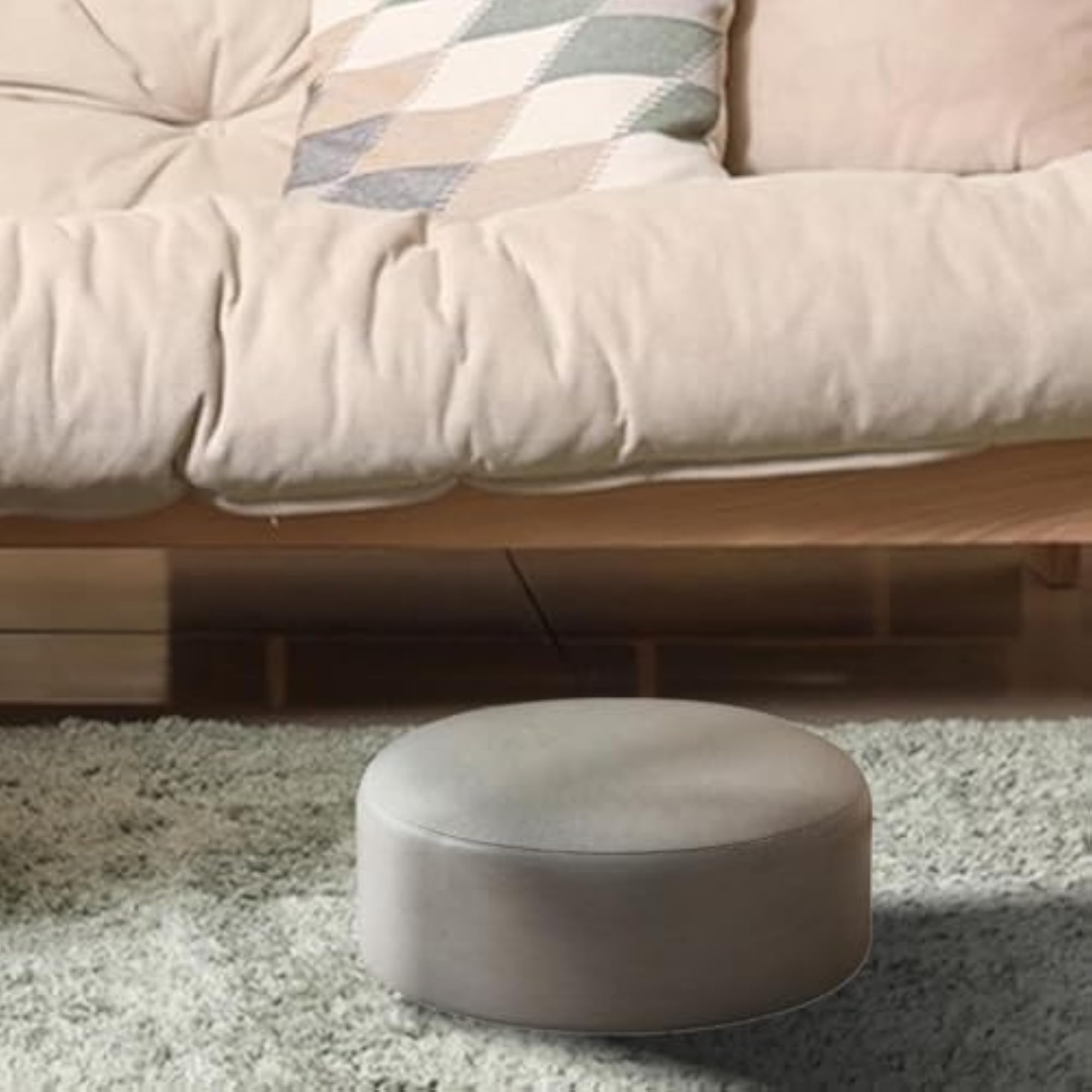 Round Soft Floor Cushion for Home and Office, Dark Gray