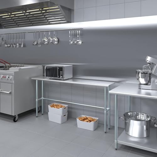 Image of 72 inchx14 inch Open Base Stainless Steel Work Table, NSF