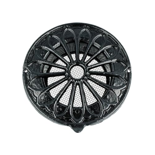 MS Beschläge Rejilla de ventilación de aspecto antiguo, rejilla de ventilación, antiinsectos, rejilla de conexión para exteriores (negro, tamaño de conexión 125 mm)