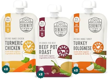 Serenity Kids Organic Baby Food Pouches, Bone Broth, 3.5 Oz, 6 Pack