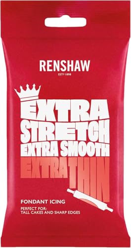 Renshaw Red Extra Stretch Smooth & Thin Fondant Icing 1 kg (Pack of 1) - Ready to Roll Icing for Cakes