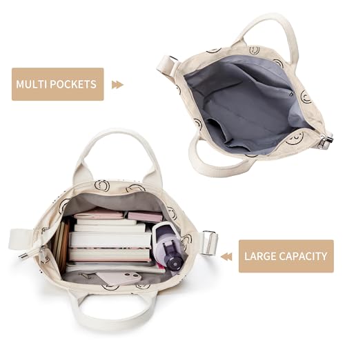 Image of KALIDI Corduroy Tote Bag, Large Slouchy Hobo Messenger Crossbody Bag | Anti Splash Zipper Side Pockets Shoulder Bag Adjustable Strap Lightweight Casual Work Shopping Women