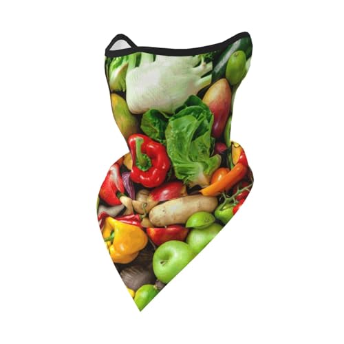 Hnnkloy Frutas y verduras frescas impresas,Cubrebocas suave, braga de cuello, media máscara, bufanda, mascarilla deportiva