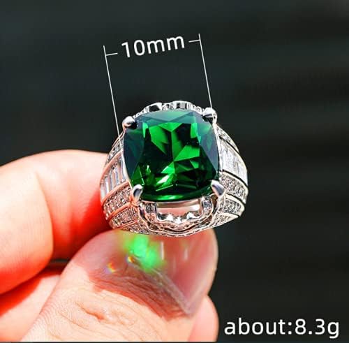 Miniatura 6 de Anillo de plata de ley 925 brillante con diamantes de esmeralda, circonita cúbica, anillo de piedras preciosas, anillo de compromiso de eternidad,