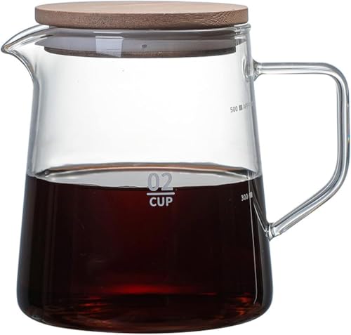 Szklana karafka do kawy – izolowany przezroczysty dzbanek do kawy na sok, herbatę, wodę, 500 ml