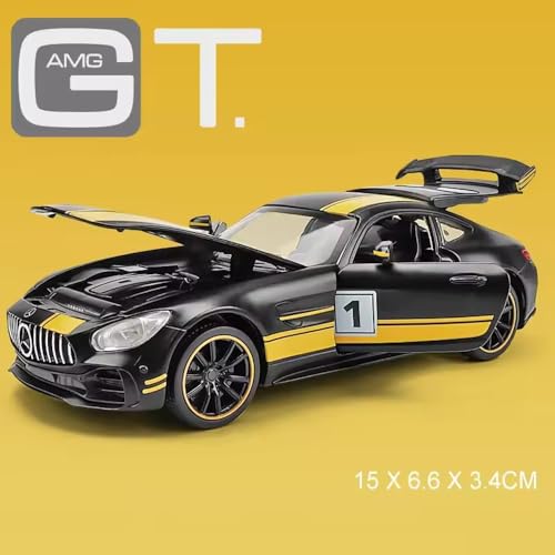 Image of 1:32 Scale Mercedes-Benz AMG GT R Diecast Car Toy - Pull-Back Alloy Sports Model with Light & Sound - Toy Car for Kids, Boys, Collectors & Enthusiasts (Multicolor)