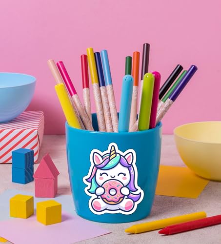 Image of LERITO Unicorn Theme Vinyl Stickers, Waterproof Self Adhesive Decals for Laptop, Journal, Guitar, Mobile Phone, Multicolour, Pack of 60