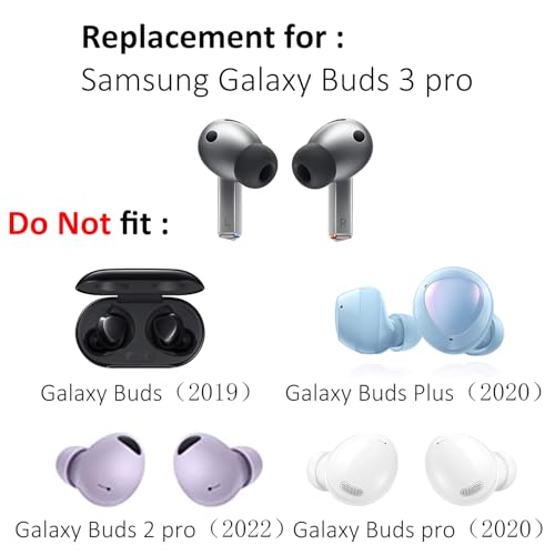 Samsung Galaxy Buds 3 Pro Aksesuarları için Yedek Silikon Kulaklık Ucu Seti Kulaklık Kulak Uçları, 6 Çift (3 Boyut S/M/L) (Gri)