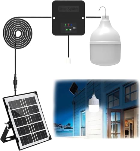 Anern Outdoor Indoor Solar Pendant Light, Solar Powered Pendant Lights, Solar Pendant Lamp with Solar System & Pull Cord for Rooms Living Rooms, Corridors, Balconies, Courtyards