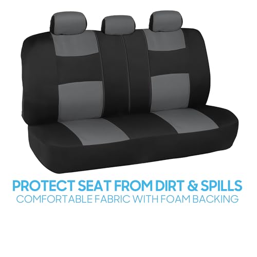 Image of BDK OS-309-GR kam PolyPro Black Covers with Gray Accents, Set Front and Rear Bench Seat Protectors with Full Coverage for Car Truck Van and SUV