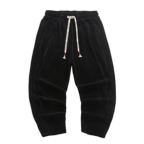Pantalon épais garçon noir à grande poche coupe ample tendance hiver