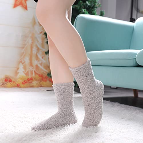 Image of LINEMIN Womens Fuzzy Socks Cozy Fluffy Winter Warm Slipper Socks Microfiber Soft Home Sleeping Socks