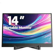 14-inch Portable Monitor, Featuring a 1366x768 TN Panel, 60Hz Refresh Rate, and Type-C Interface. Compatible with PS4/PS3/Xbox One/Switch Devices. Lightweight and Portable Design.