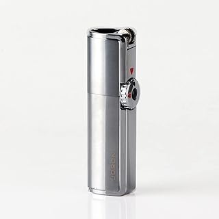 Triple Jet Torch Lighter Cigar Lighter Triple Jet Flame Refillable Butane Lighter Gas Fluid Wheel Lighter with Punch，for Kitchen Grill BBQ Candle Camping (Color : Silver)