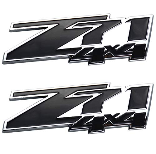 Image of Aimoll 2pcs Z71 4x4 Emblems Badges, 3D ABS Decal Emblems Replacement for Chevy GMC Silverado (Chrome Black)