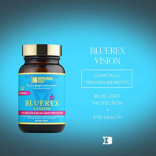 Bruno Md Bluerex Vision, Eye Health Supplement For Adults, Vitamin E And Bilberry Extracts, Antioxidant Supplement, Helps With Computer Vision Syndrome, Dry Eyes & Eye Health #TOP2