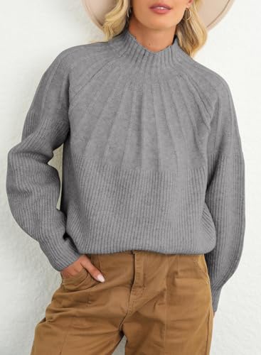 Image of Dokotoo Women's Turtleneck Oversized Sweaters Long Sleeve Pullover Knit Mock Neck Tops