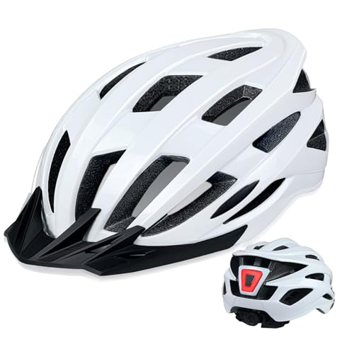 Image of AISSTXOER Adult Bike Helmet for Men Women - 265g Ultra Lightweight Design with USB-C Rechargeable LED Safety Light & Detachable Visor 360° Ventilation Systemfor 12+ with Suggested Fit 56-62cm