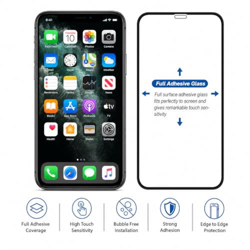Image of Tempered glass for iPhone 11 Pro /X /XS (5.8 Inch), 9H Hardness, Full HD Clear, Bubble Free, Anti Scratch, Case Friendly, Ultra Thin, Touch Sensitive, Screen Protector Full HD Quality, Edge to Edge Coverage, Easy Installation (iPhone 11 Pro /X /XS), Pack Of 1