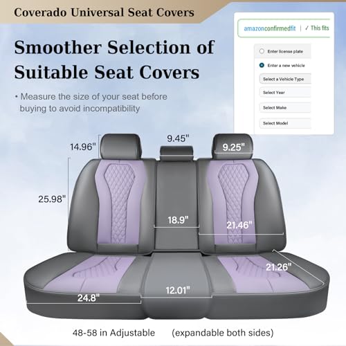 Image of Coverado Car Seat Covers, Back Car Seat Cover, 3-Pieces Leather Seat Cover, Luxury Car Seat Cushion, Luxury Seat Cover Seat Protector Universal Most Cars Trucks SUV