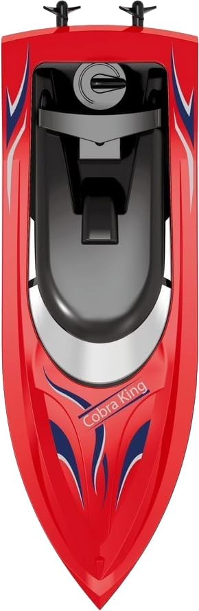 Miniatura 5 de PowerTRC Barco de velocidad de control remoto 2 en 1, cocodrilo de 2.4 GHz, barco de velocidad de juguete RC para piscinas y lagos, batería