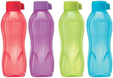 Tupperware plastic Water Bottles, 500ml, set of 4, aqua