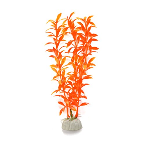 sourcingmap® 6pcs Orange Plastic Aquarium Plants Fish Tank Grass Plant Decorative Landscape, 4.5x2.5x19.5cm/1.8"x1.0" x 7.7"(L*W*H) - Image 2
